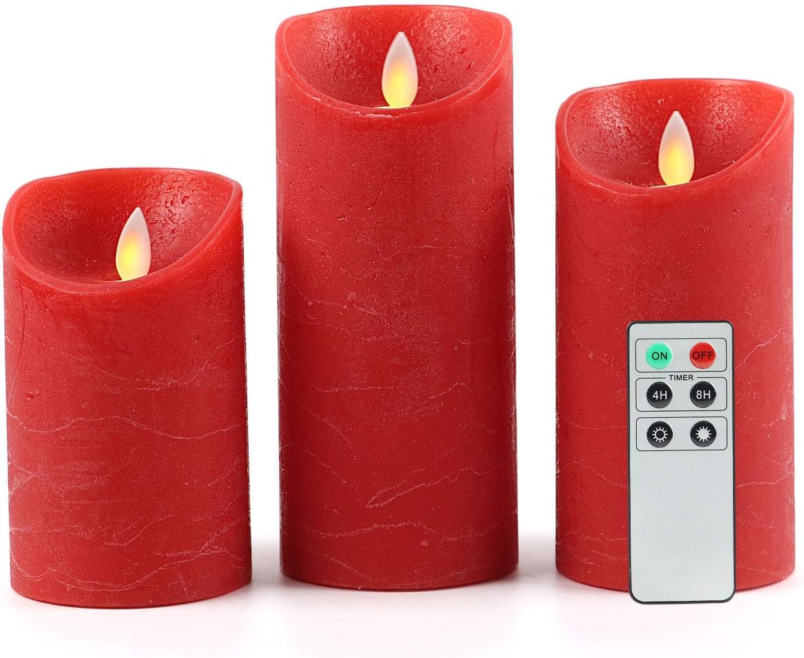 移动火焰锥形蜡烛电池供电 红色